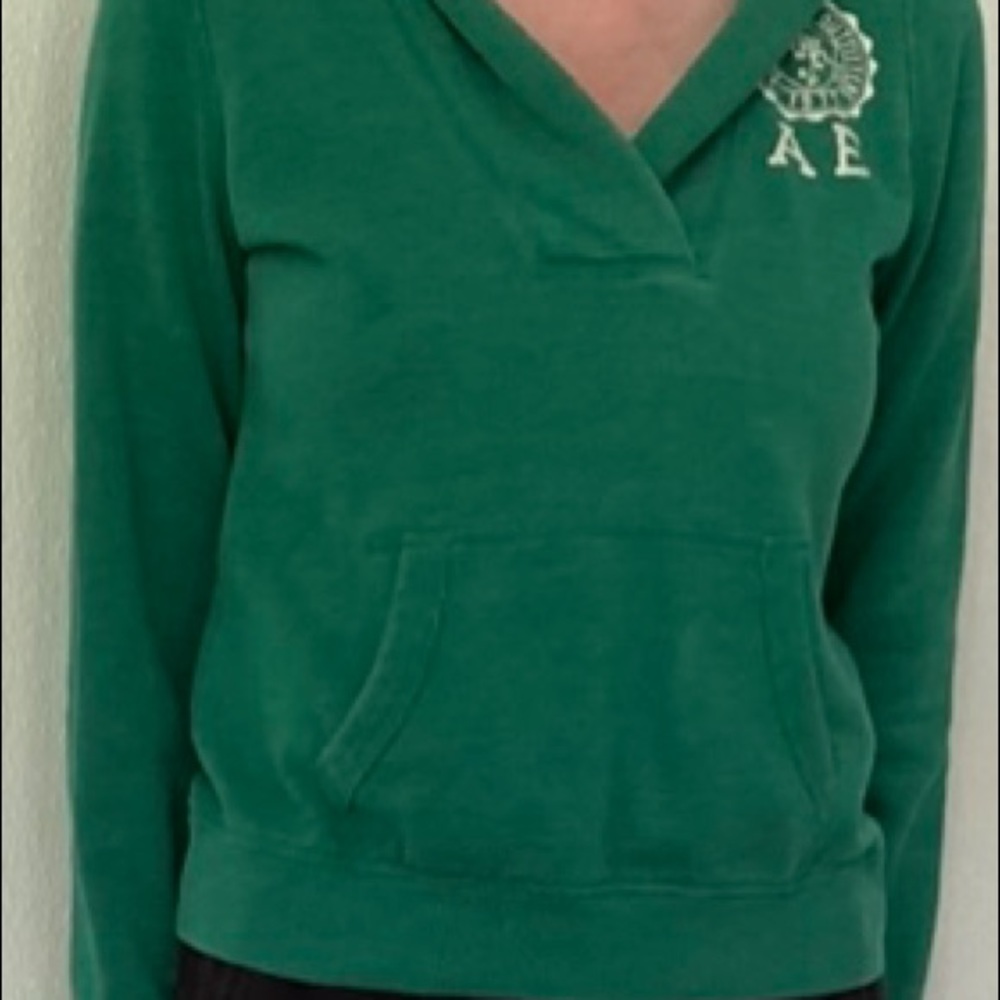 American Eagle Outfitters Women’s Green Hooded Sweatshirt Size M